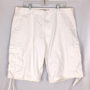 NOIZ Men's 42 Long Wide Leg White Cargo Shorts